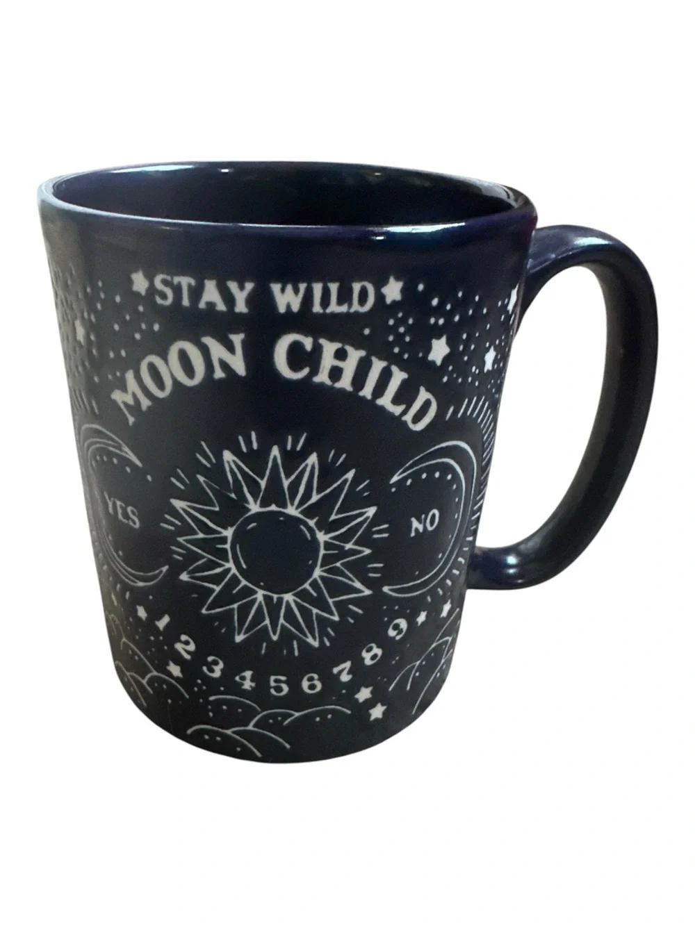 Stay Wild Moon Child Navy Blue Celestial Oracle Yes/No Mug 14 oz